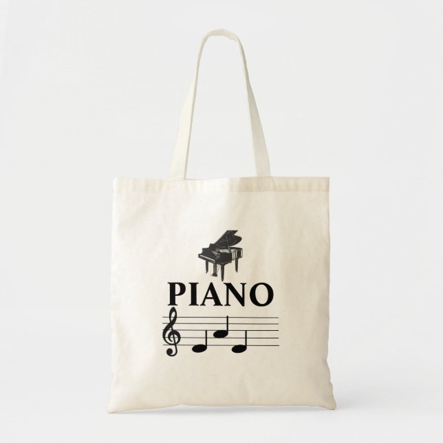 Bolso De Tela Piano Dad Grand Piano Pianista Music Note (Frente)