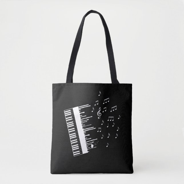 Bolso De Tela Piano Player Flying Music Notes Bird Pianist (Anverso)
