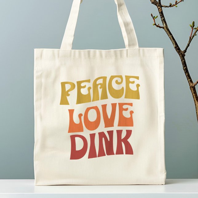 Bolso De Tela Pickball Retro Peace Love Dink (Pickleball Retro Peace Love Dink Tote Bag)