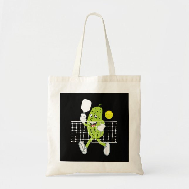 Bolso De Tela Pickle Jugando Pickleball - Divertido Paddle (Frente)