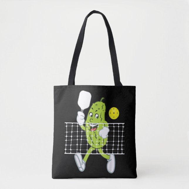 Bolso De Tela Pickle Jugando Pickleball - Divertido Paddle (Anverso)