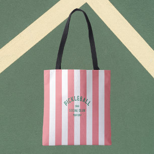 Bolso De Tela Pickleball Club Social Pink Cabana Stripe