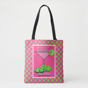 Bolso De Tela Pickleball Dinks & Drinks Rosa y Verde Personaliza