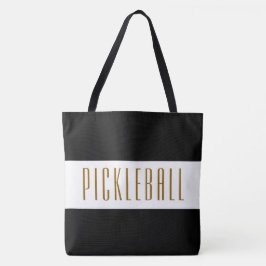Bolso De Tela PICKLEBALL Diversión Vibrante Franjas Blancas y Ne