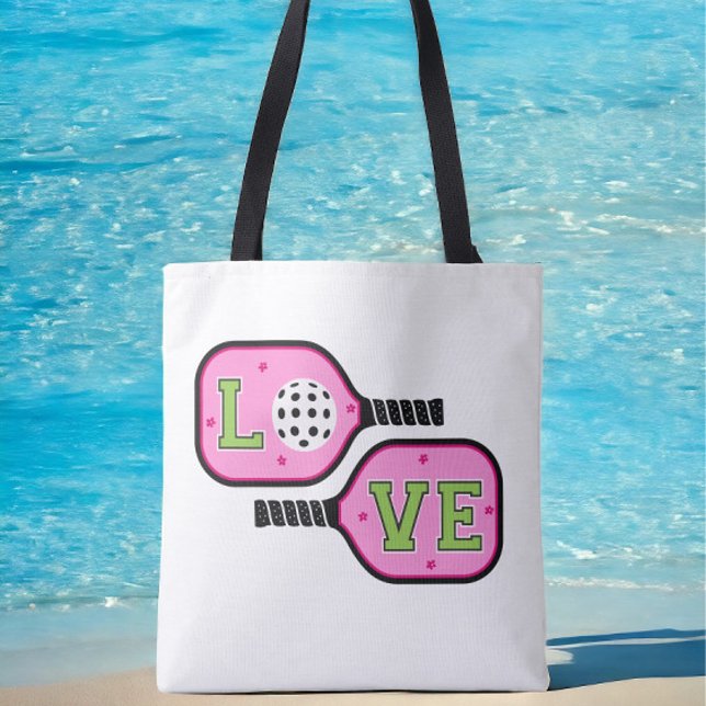 Bolso De Tela Pickleball Paddles Love Flowers (Subido por el creador)