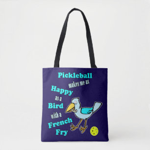 Bolso De Tela Pickleball tan feliz como un pájaro con una papa f