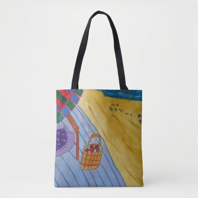 Bolso De Tela Picnic En La Playa (Anverso)