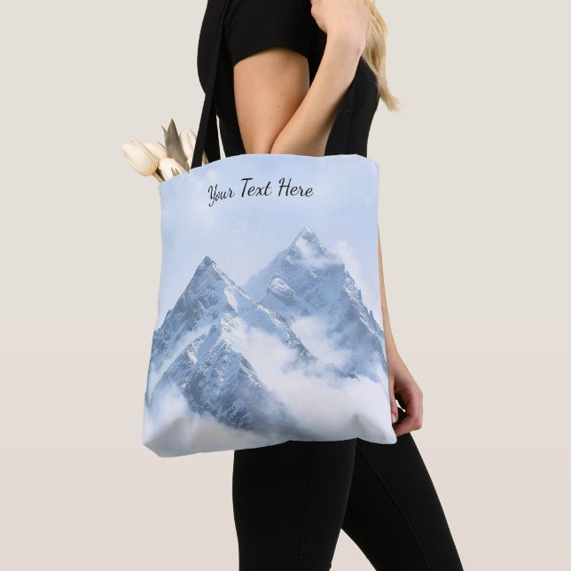 Bolso De Tela Picos de montaña de nieve azul hielo (Detalle)