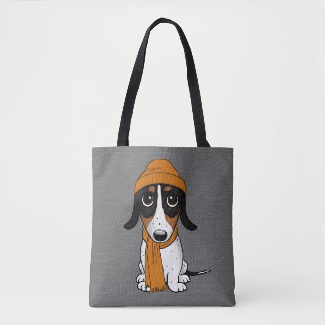 Bolso De Tela Piebald Dachshund Cute Hipster Dog (Anverso)