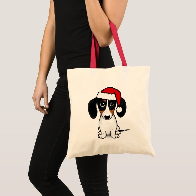 Bolso De Tela Piebald Dachshund Santa Cute Perro Wiener (Anverso (producto))