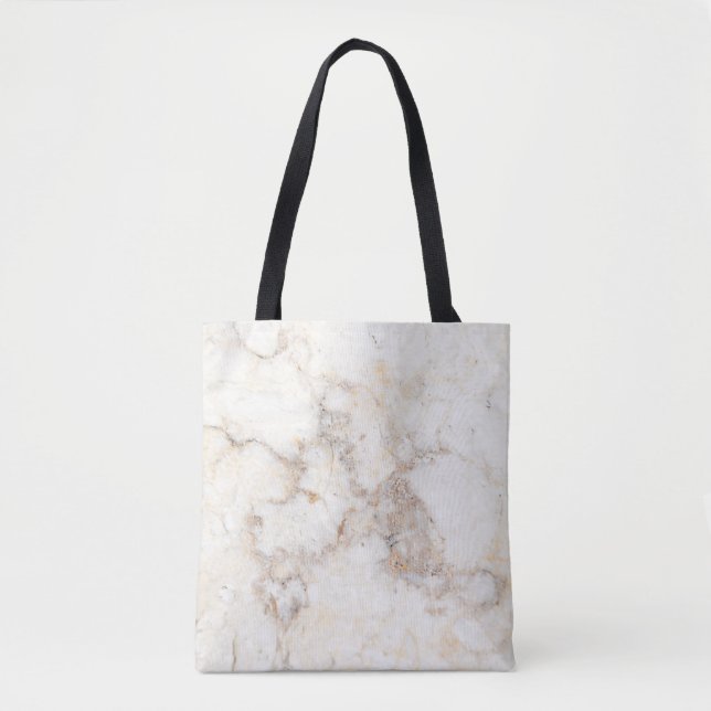 Bolso De Tela Piedra Beige Y Mármol Blanco (Anverso)