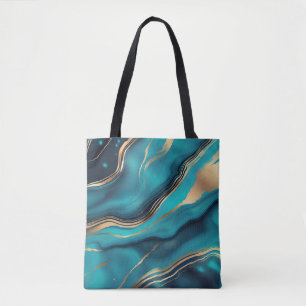 Bolso De Tela Piedra de mármol metálico de oro azul