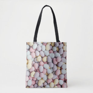 Bolso De Tela Piedras blancas, violetas y amarillas