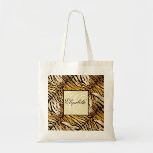 Bolso De Tela Piel de tigre, monograma, elegante, tigre, rayado