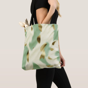 Bolso De Tela Piel de vaca blanco Mint Green Gold