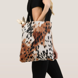 Bolso De Tela Piel de vaca de animales de crema marrón