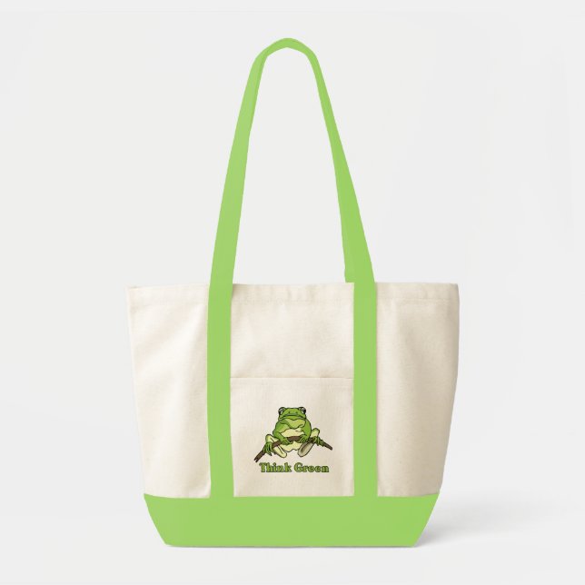 Bolso De Tela Piense el totebag verde (Frente)