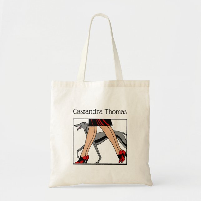 Bolso De Tela Piernas Art Deco Mujeres Greyhound Whippet Dog R (Frente)
