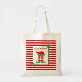 Bolso De Tela piernas de elfo de Navidad en rayas rojas y blanca