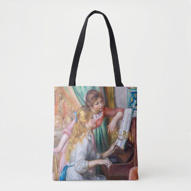 Bolso De Tela Pierre Auguste Renoir - Jóvenes Chicas en el piano (Anverso)