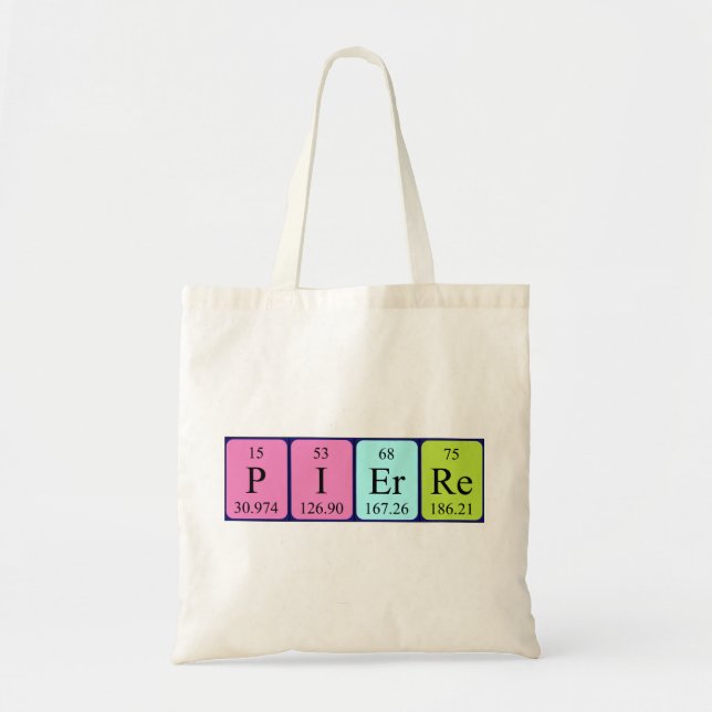 Bolso De Tela Pierre nombre de tabla periódica tote bag (Frente)