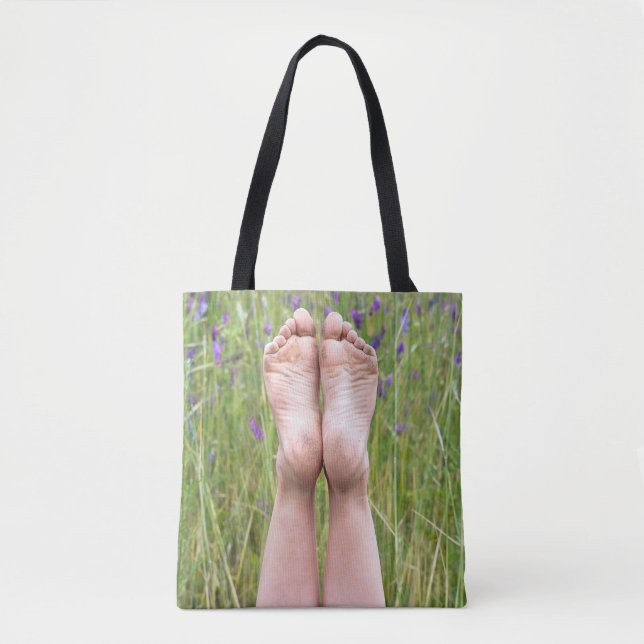 Bolso De Tela pies desnudos en flores silvestres (Anverso)