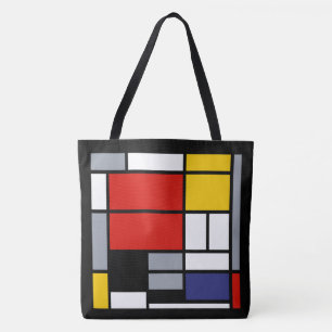 Bolso De Tela Piet Mondrian, Composición con Avión Rojo Grande