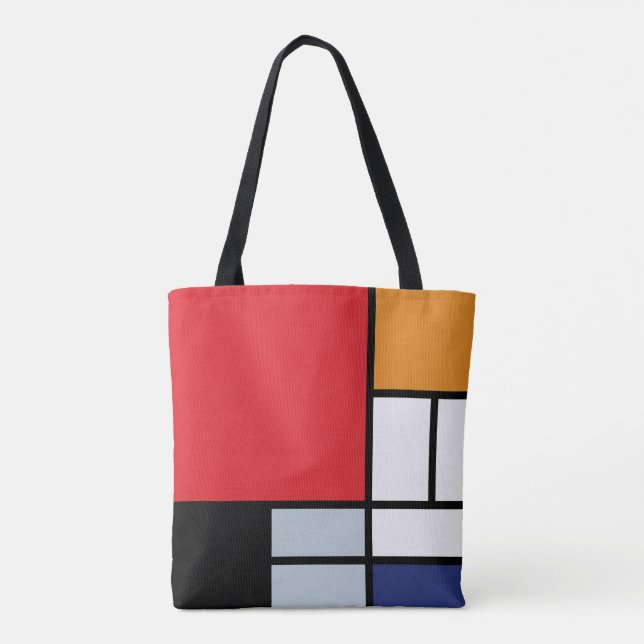 Bolso De Tela Piet Mondrian - Composición con gran plano rojo (Reverso)