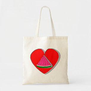 Bolso De Tela Pieza De sandía Y Dibujo Del Corazón Rojo