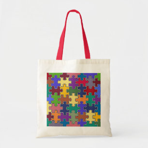 Bolso De Tela piezas de rompecabezas de colores