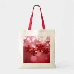 Bolso De Tela Piezas de rompecabezas de la escritura de amor