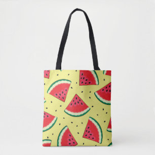 Bolso De Tela Piezas de sandía: patrón amarillo de verano