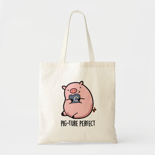 Bolso De Tela Pig-ture Perfect Funny Photography Pig Pun (Frente)