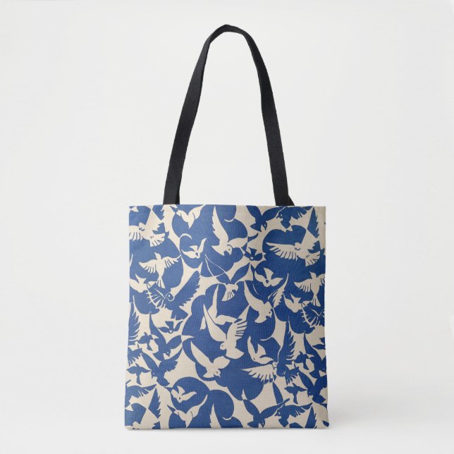 Bolso De Tela Pigeons in white and blue Rijksmuseum Amsterdam (Anverso)