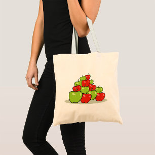 Bolso De Tela Pila de Manzanas Rojas y Verdes Fruta Fresca