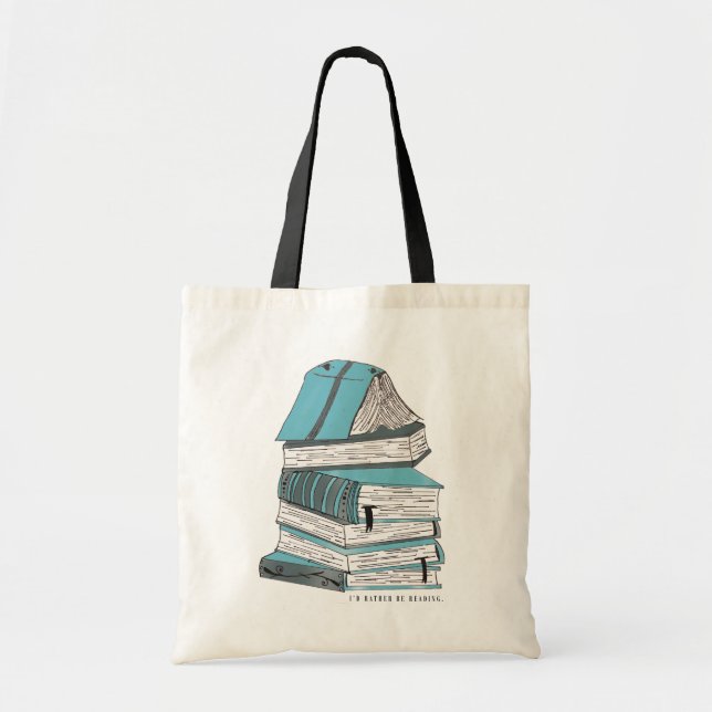 Bolso De Tela Pila de tote de la acuarela de los libros (Frente)