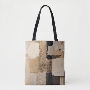 Bolso De Tela "Pilar de diseño de páginas rotas - Crema y negro