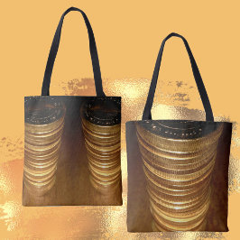 Bolso De Tela Pilas de monedas de oro