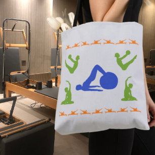 Bolso De Tela Pilates de las siluetas de las mujeres: azul, verd