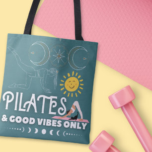Bolso De Tela Pilates Good Vibes Cita Boho Yoga Fitness