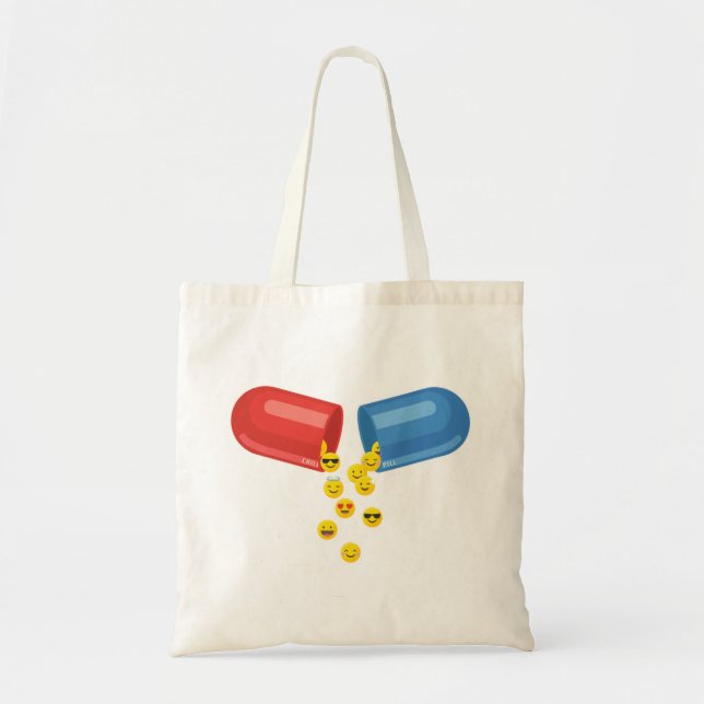 Bolso De Tela Píldora feliz: emoticonos positivos (Frente)