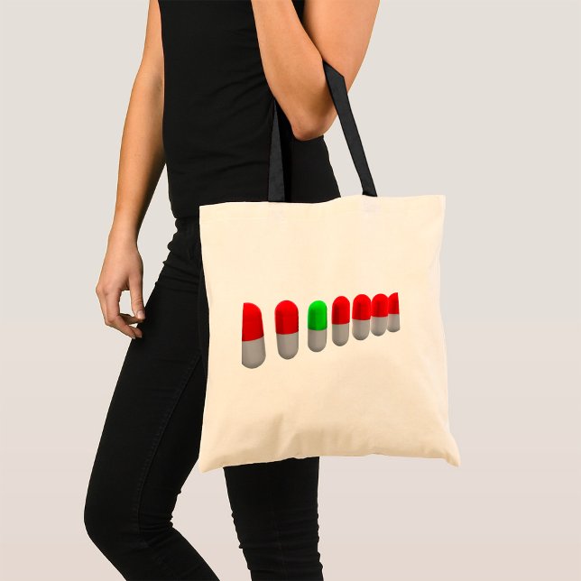 Bolso De Tela Píldora Verde Única Entre Cápsulas Rojas (Subido por el creador)