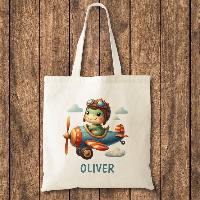 Bolso De Tela Piloto cutto recauda dinosaurios volando un avión  (Subido por el creador)