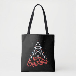Bolso De Tela Piloto de árbol de Navidad en avión