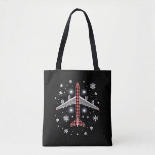 Bolso De Tela Piloto de Navidad a Cuadros de Avión