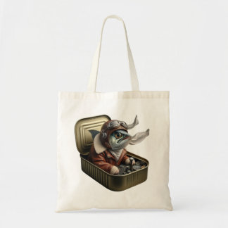 Bolso De Tela  Piloto de Sardina Voladora Arte Retro de Pescado 