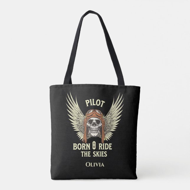 Bolso De Tela Piloto Nacido Para Pasear Por Los Cielos, Calavera (Reverso)