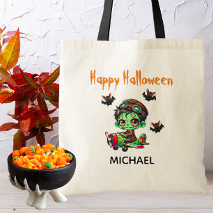 Bolso De Tela Piloto Zombie volar avión y Bat Funny Halloween