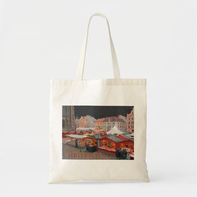 Bolso De Tela Pilsen - luces del mercado del navidad (Frente)