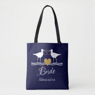 Bolso De Tela Pimientos de arena boda de oro blanco azul marino